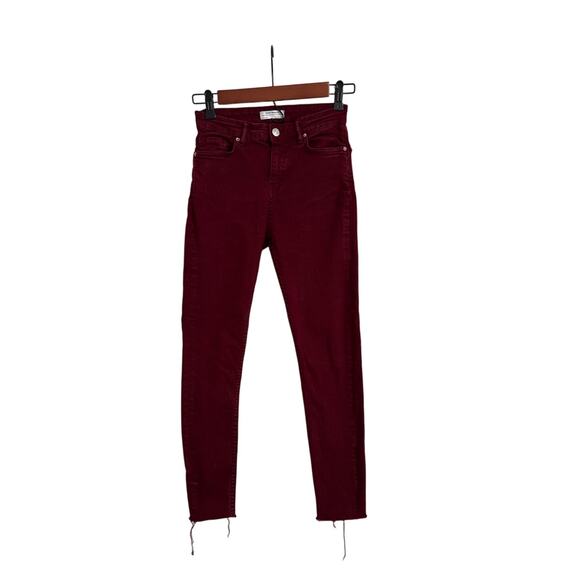 Zara Denim Collection Red Burgundy Skinny Ankle Jeans Size Women's 2 - Picture 1 of 4